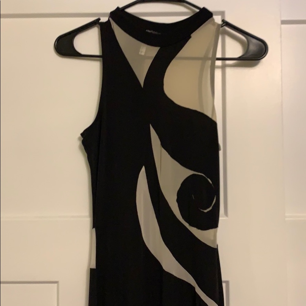 Black dress with mesh high slit maxi dress